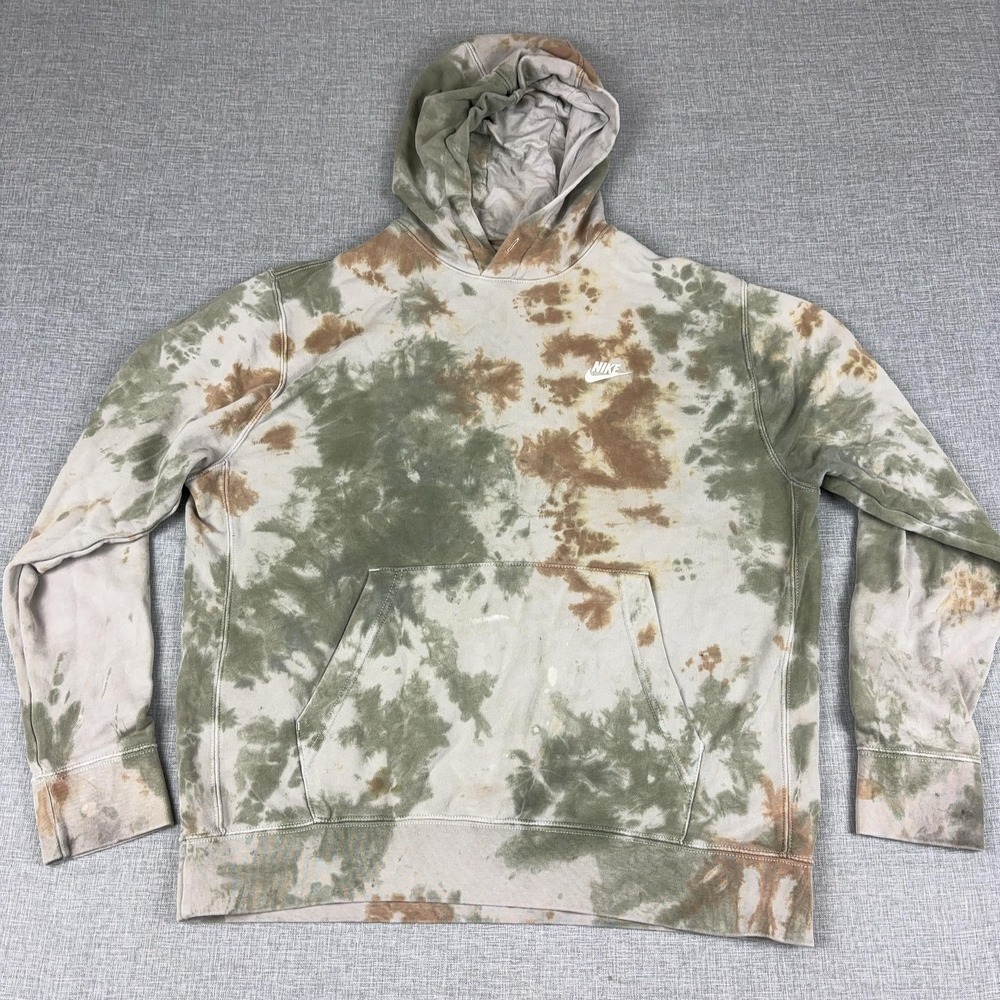 Nike Hoodie Mens Large Camo Pullover‎ Fleece Graphic Print Logo Tie Dye